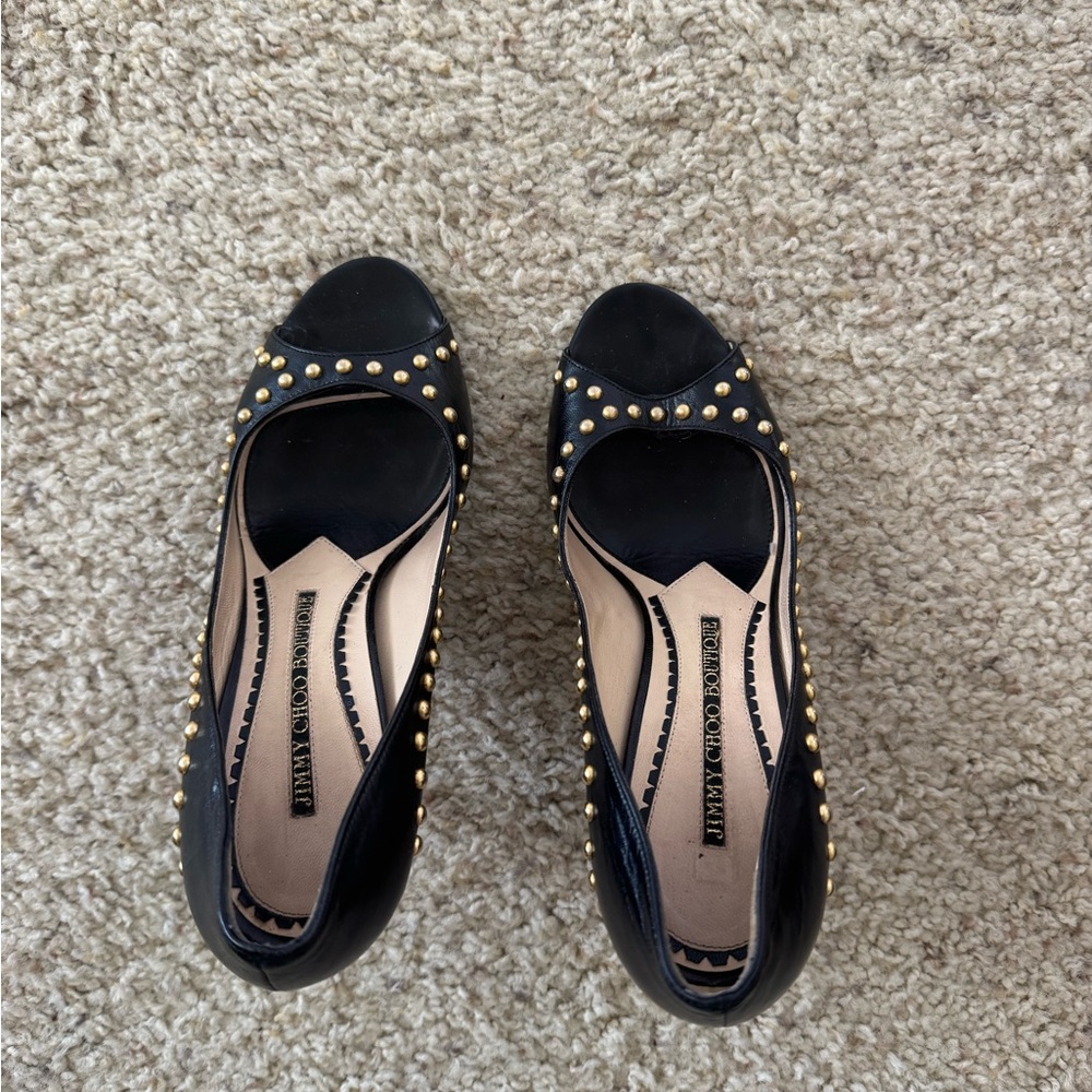Jimmy Choo Black Heels with Studded Trim